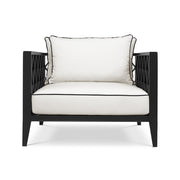 Ocean Club fekete kerti design fotel Sunbrella párnákkal elölnézetben