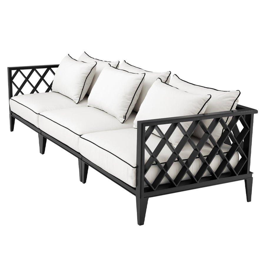 Eichholtz Ocean Club kerti kanapé fekete rácsos vázzal oldalnézet