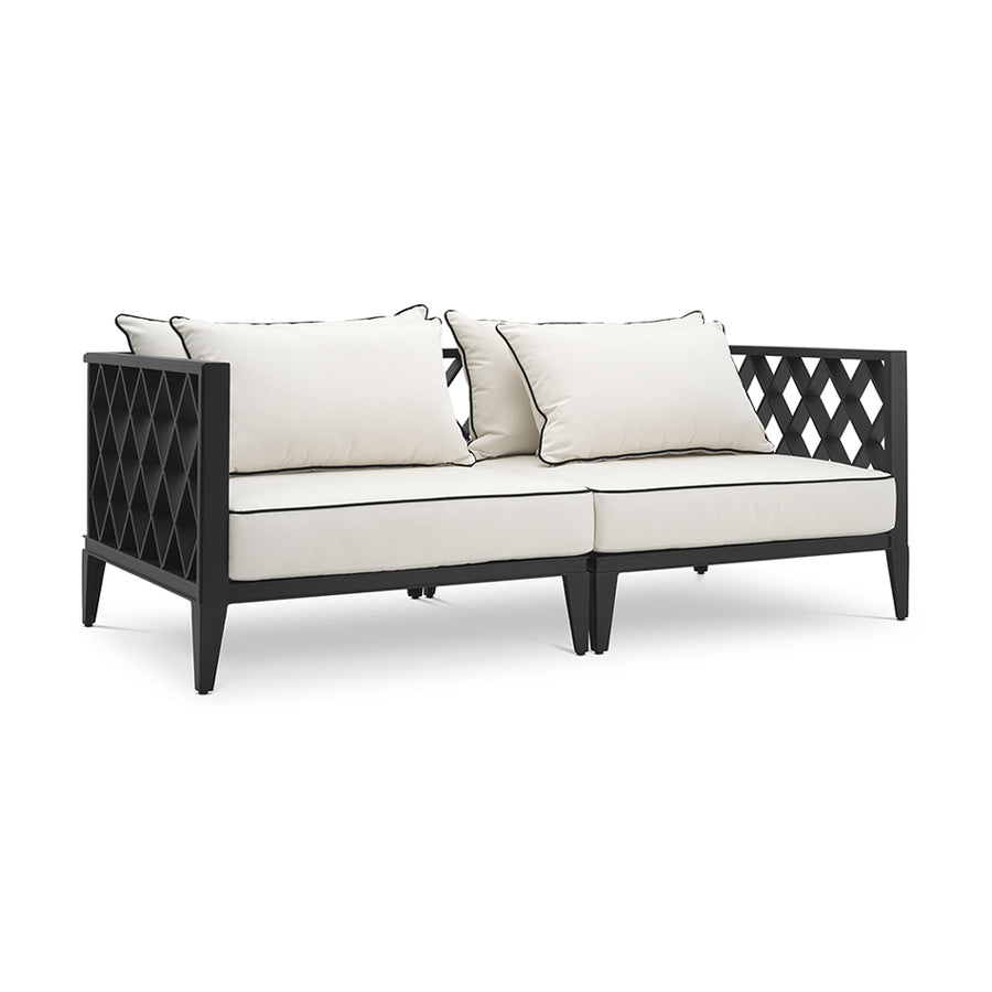 Eichholtz Ocean Club kültéri kanapé matt fekete alumínium vázzal oldalnézetben