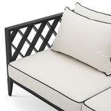 Ocean Club kültéri kanapé részlet Sunbrella vászon párnával és fekete szegéllyel