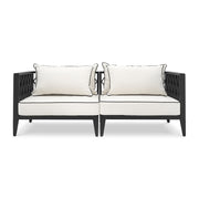 OCEAN CLUB fekete kerti design kanapé 186 cm elölnézetben Sunbrella párnákkal