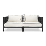 OCEAN CLUB fekete kerti design kanapé 186 cm elölnézetben Sunbrella párnákkal