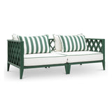 Eichholtz Ocean Club zöld kültéri kanapé csíkos díszpárnákkal perspektívából
