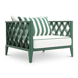 Eichholtz Ocean Club zöld kültéri fotel csíkos díszpárnával perspektívából