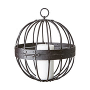 Fekete színű, vasból készült, gömb formájú kézműves lámpás