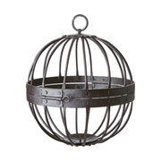 Fekete színű, vasból készült, gömb formájú kézműves lámpás