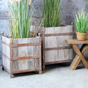 OLD FRENCH 2 db-os rusztikus fa ültetőláda szett 76 cm