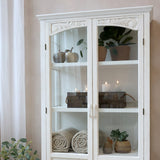 Old French vitrines szekrény felső része faragott díszítéssel és üvegajtókkal