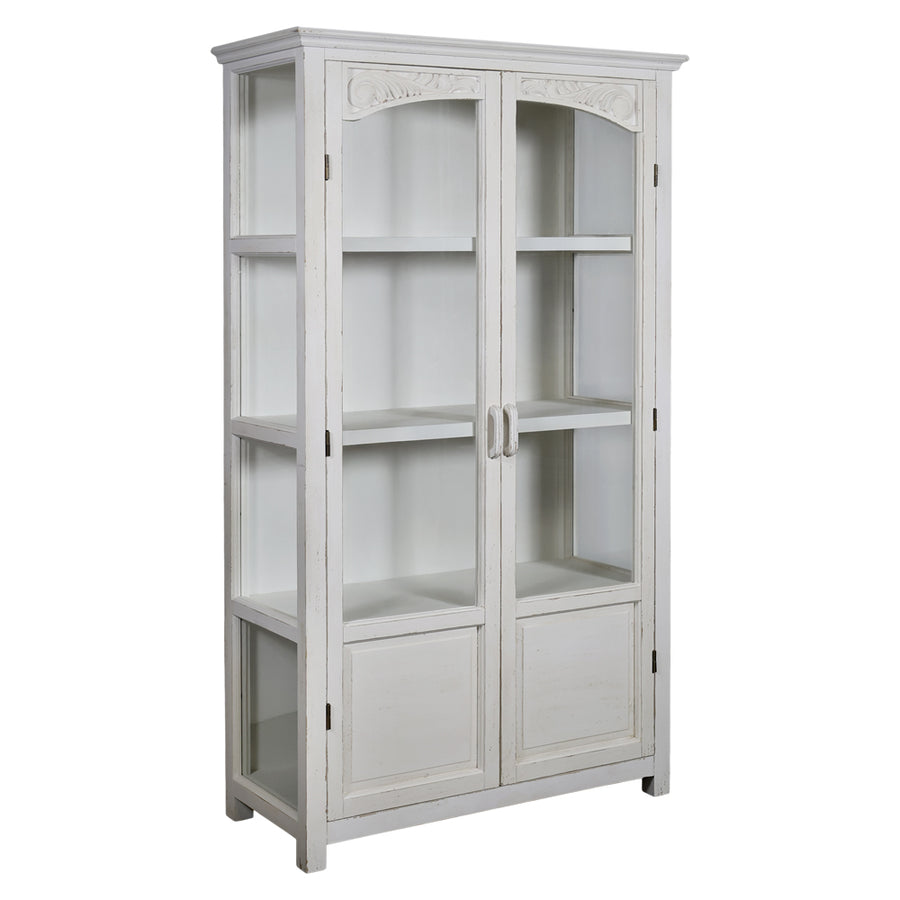 Old French antik krém vitrines szekrény üvegajtókkal, letisztult vintage formavilággal