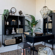 Modern vintage dolgozósarok fekete rattan forgószékkel