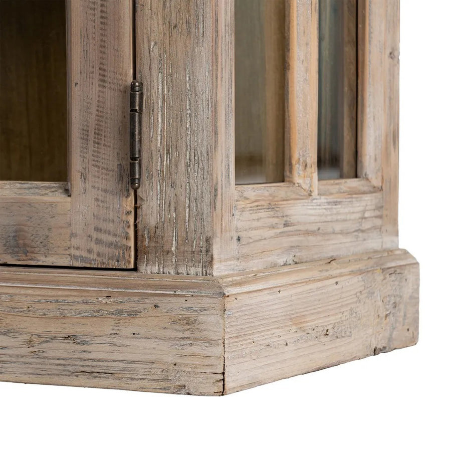 OLD FRENCH natúr fenyőfa vitrines szekrény 195 cm fa szerkezet részlet