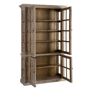 OLD FRENCH natúr fenyőfa vitrines szekrény 195 cm nyitott ajtókkal