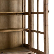 OLD FRENCH natúr fenyőfa vitrines szekrény 195 cm belső polcok részlet