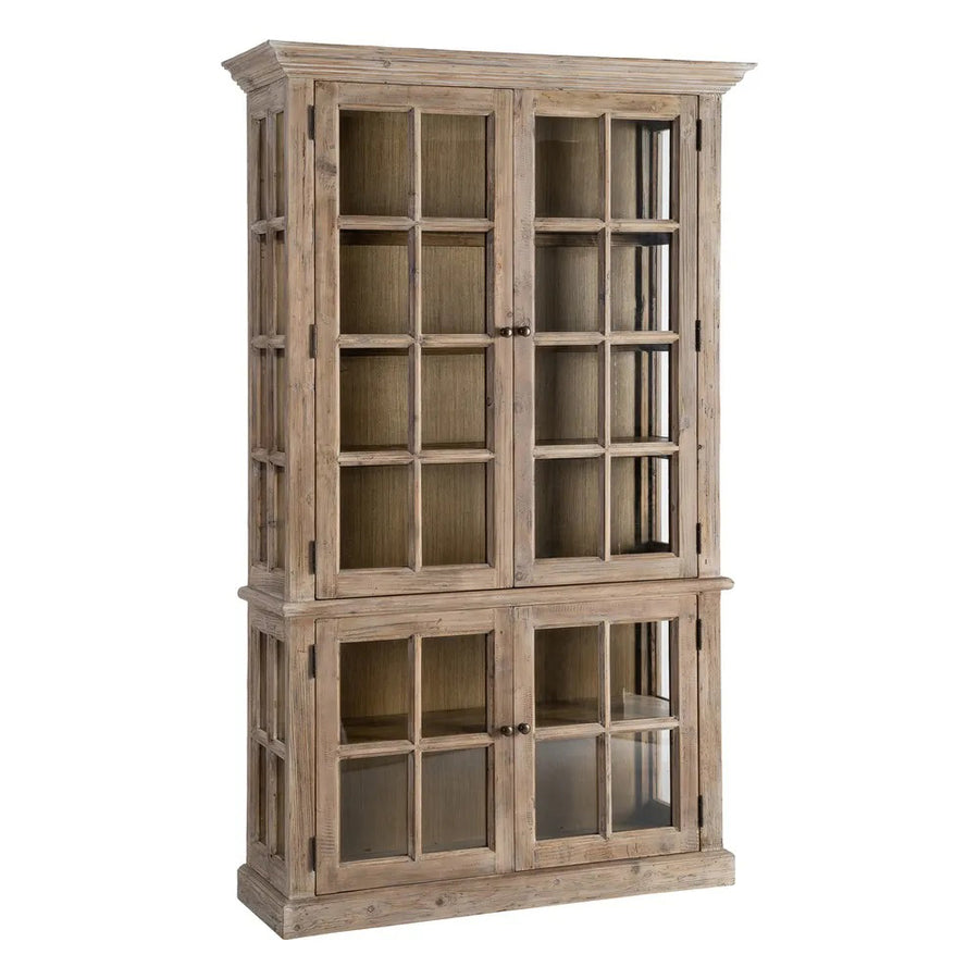 OLD FRENCH natúr fenyőfa vitrines szekrény 195 cm elölnézeti termékfotó