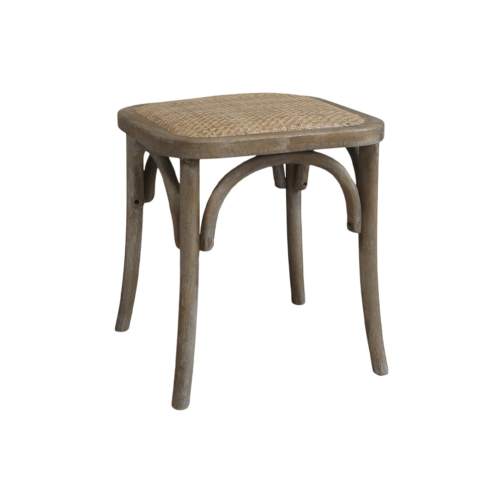 OLD FRENCH natúr színű kaucsukfa–rattan ülőke, klasszikus ívelt lábakkal