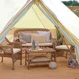 OLD FRENCH natúr műrattan ülőgarnitúra teraszon, kanapéval és fotelokkal elrendezve