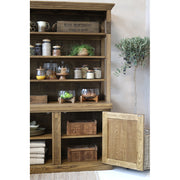 OLD FRENCH natúr nyárfa tálalószekrény részlet, nyitott alsó ajtóval és belső polcos kialakítással