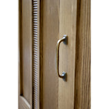 OLD FRENCH tálalószekrény ajtó részlet, patinázott fém fogantyúval és natúr fa felülettel