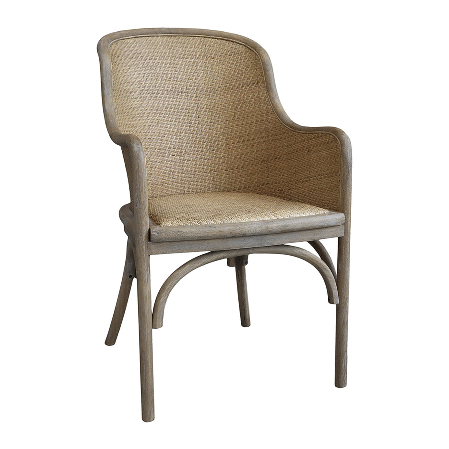 Natúr színű rattanból és kaucsukfából készült, kézműves karosszék.