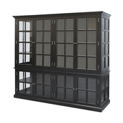 Fekete színű, 8 ajtós vitrines szekrény,