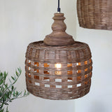 Kézzel készített OLD FRENCH rattan függőlámpa természetes barna árnyalatban, E27 foglalattal