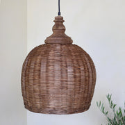 Kézzel készített OLD FRENCH rattan függőlámpa természetes barna árnyalatban E27 foglalattal