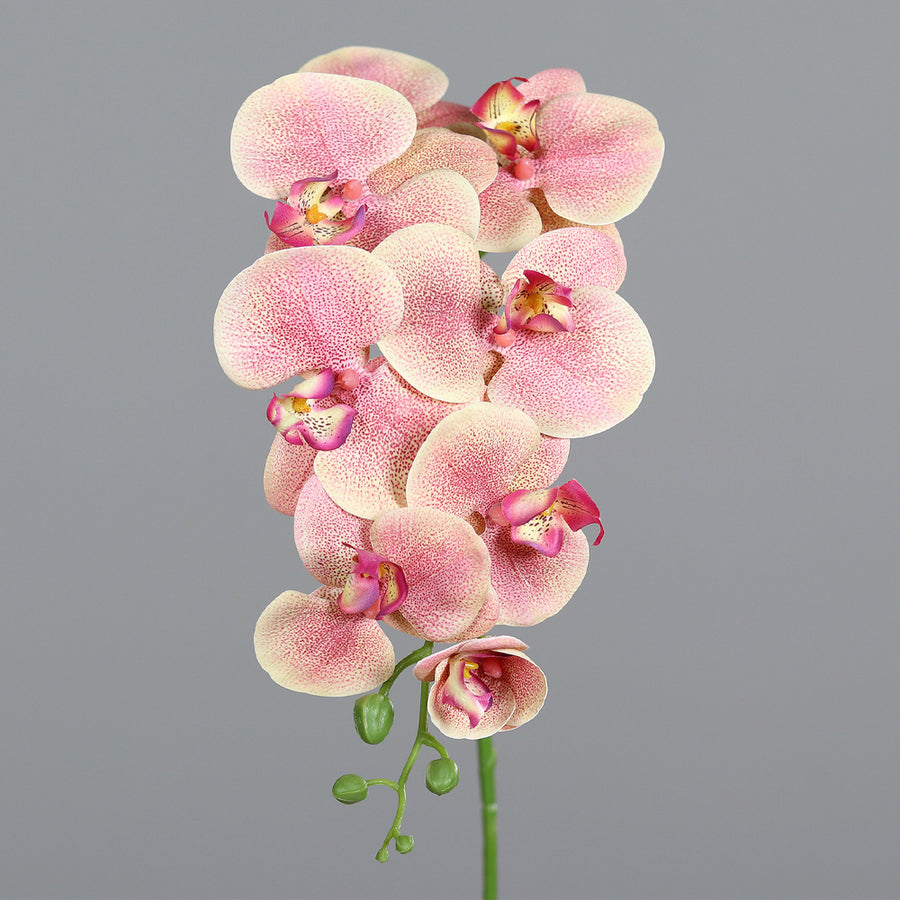 Hosszú szárú, Real Touch hatású barackszínű mű orchidea.