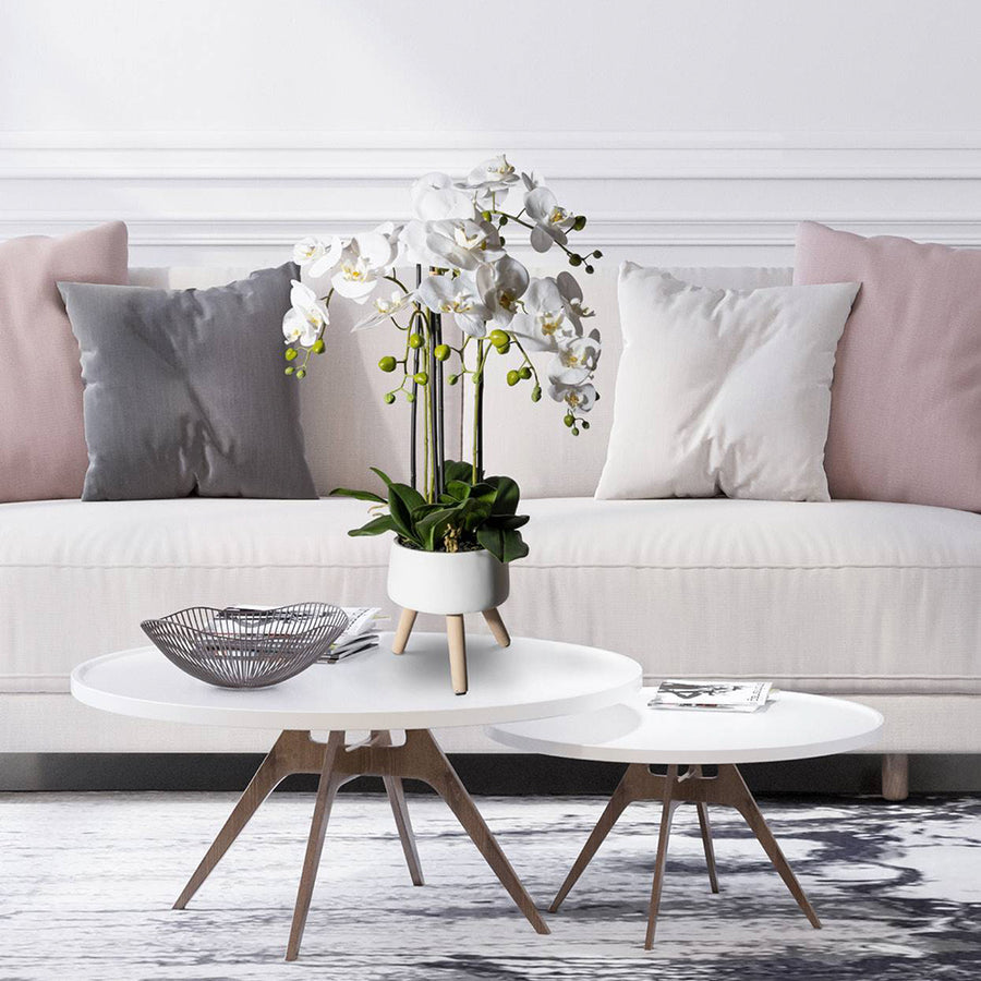 Real Touch fehér orchidea kompozíció modern kaspóban