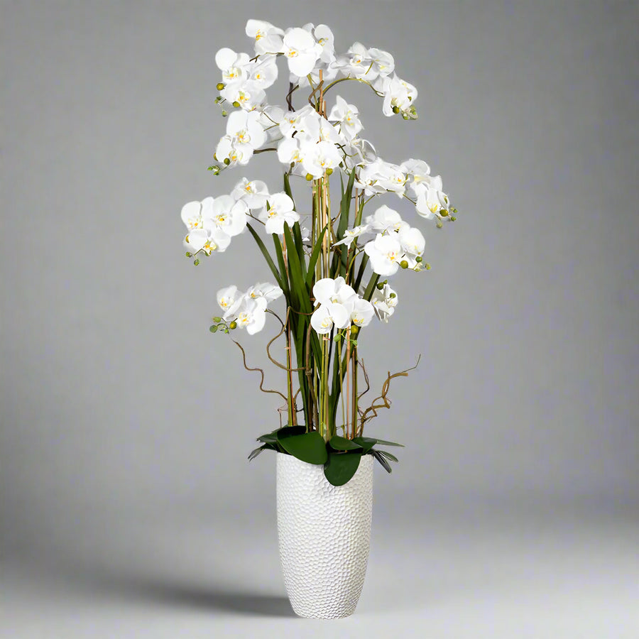 Óriás fehér Phalaenopsis mű orchidea 160 cm magas kerámia kaspóban