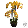 Real Touch sárga mű orchidea 116 cm magas, földlabdás talapzaton