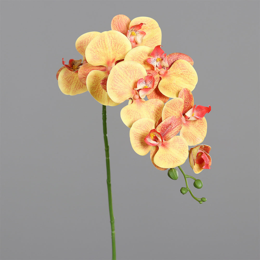 Hosszú szárú, Real Touch hatású narancssárga mű orchidea.