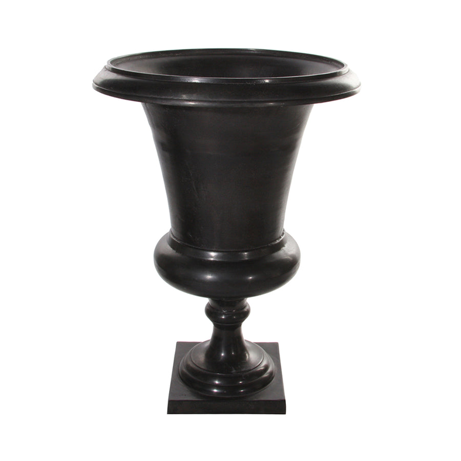 Alumíniumból készült,, fekete színű óriás kaspó-váza.