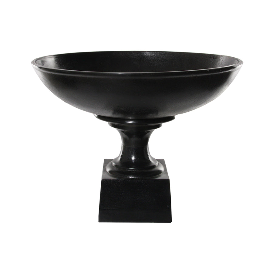 Fém, fekete színű óriás talpas kaspó-tál.