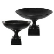 Fém, fekete színű óriás talpas kaspó-tál.