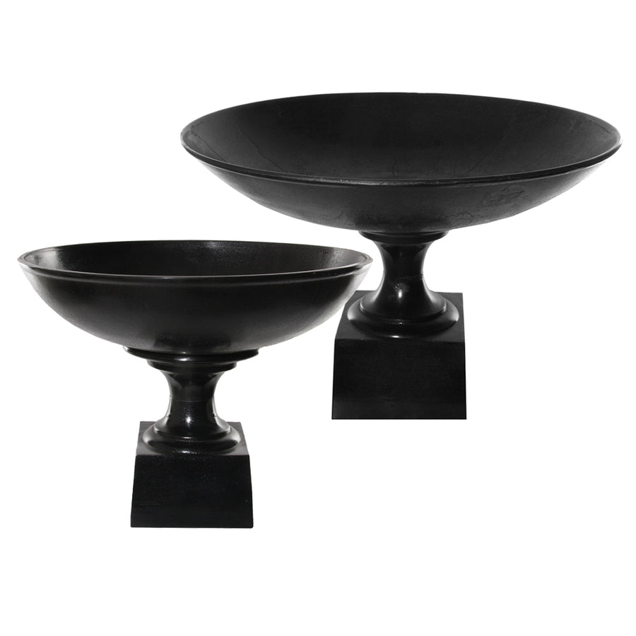 Fém, fekete színű óriás talpas kaspó-tál.