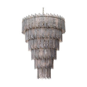 Füstüvegből és sárgaréz színű szálcsiszolt fémből készült, óriás kézműves dizájn csillár.