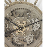 Fémből készült, antikolt felületű, bronzszínű óriás falióra..