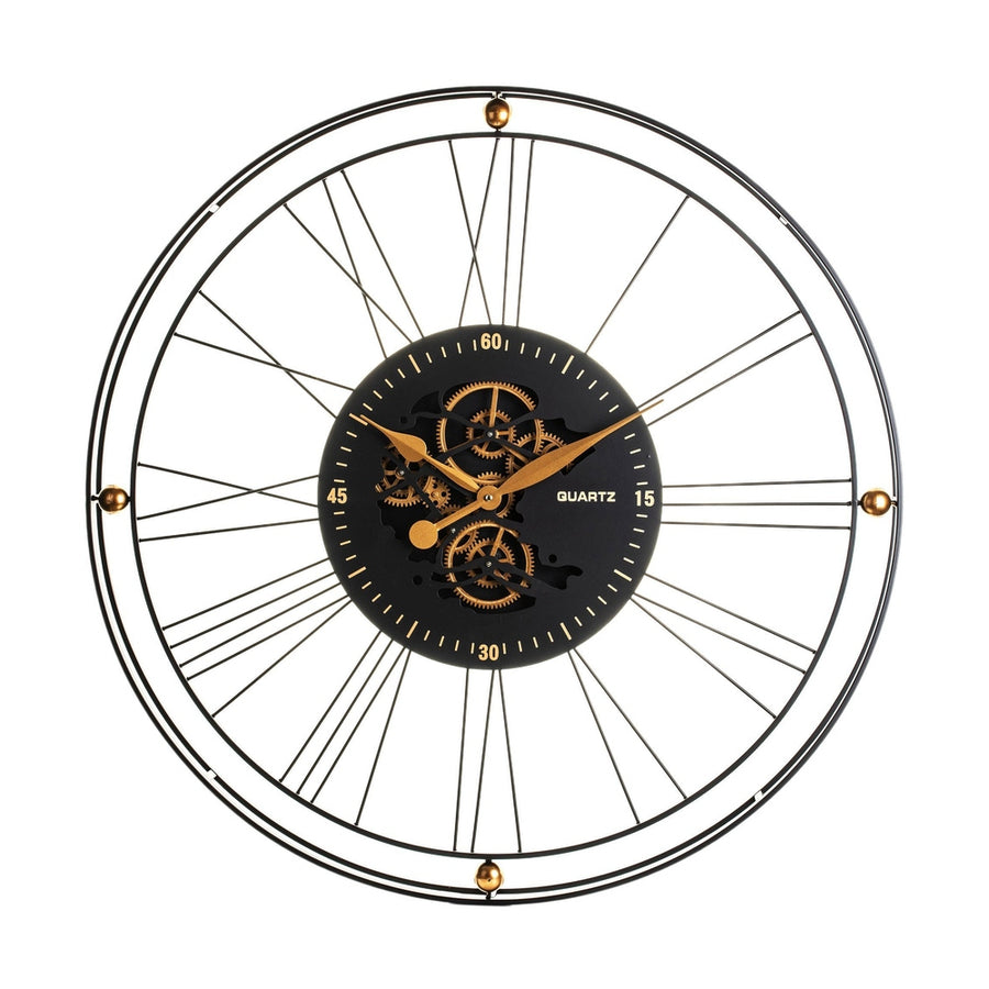 Fekete-arany színű óriás falióra.
