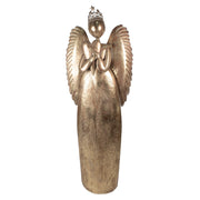 Hatalmas méretű, fémből készült, aranyszínű, karácsonyi angyal figura.