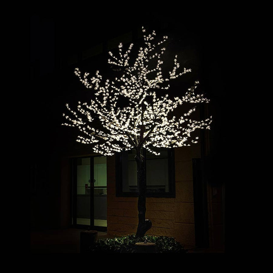 LED fényforrással kialakított, virágzó cseresznyefát idéző karácsonyi dekorációs fa.