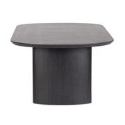 Mangófából készült, fekete színű, formatervezett dizájn dohányzóasztal.