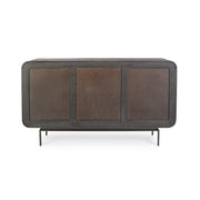 Mangófából készült, 3 ajtós, fekete színű desing tálalószekrény.