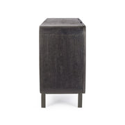 Mangófából készült, 3 ajtós, fekete színű desing tálalószekrény.