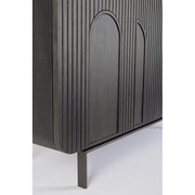 Mangófából készült, 3 ajtós, fekete színű desing tálalószekrény.