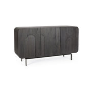 Mangófából készült, 3 ajtós, fekete színű desing tálalószekrény.