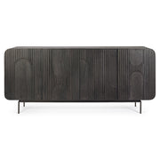 Mangófából készült, 4 ajtós, fekete színű desing tálalószekrény.