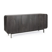 Mangófából készült, 4 ajtós, fekete színű desing tálalószekrény.