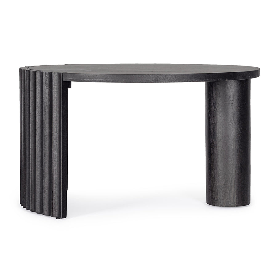 Mangófából készült, fekete színű, formatervezett dizájn dohányzóasztal