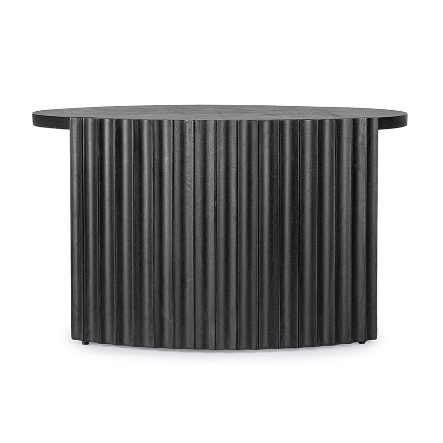 Mangófából készült, fekete színű, formatervezett dizájn dohányzóasztal