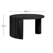 Mangófából készült, fekete színű, formatervezett dizájn dohányzóasztal